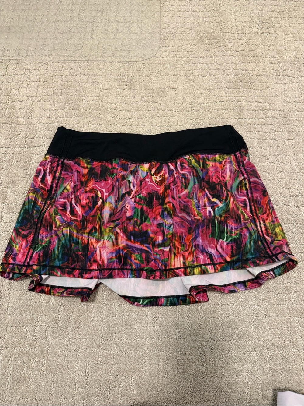 lululemon athletica Black Waist Pink Multi-Color Printed Athletic Skort